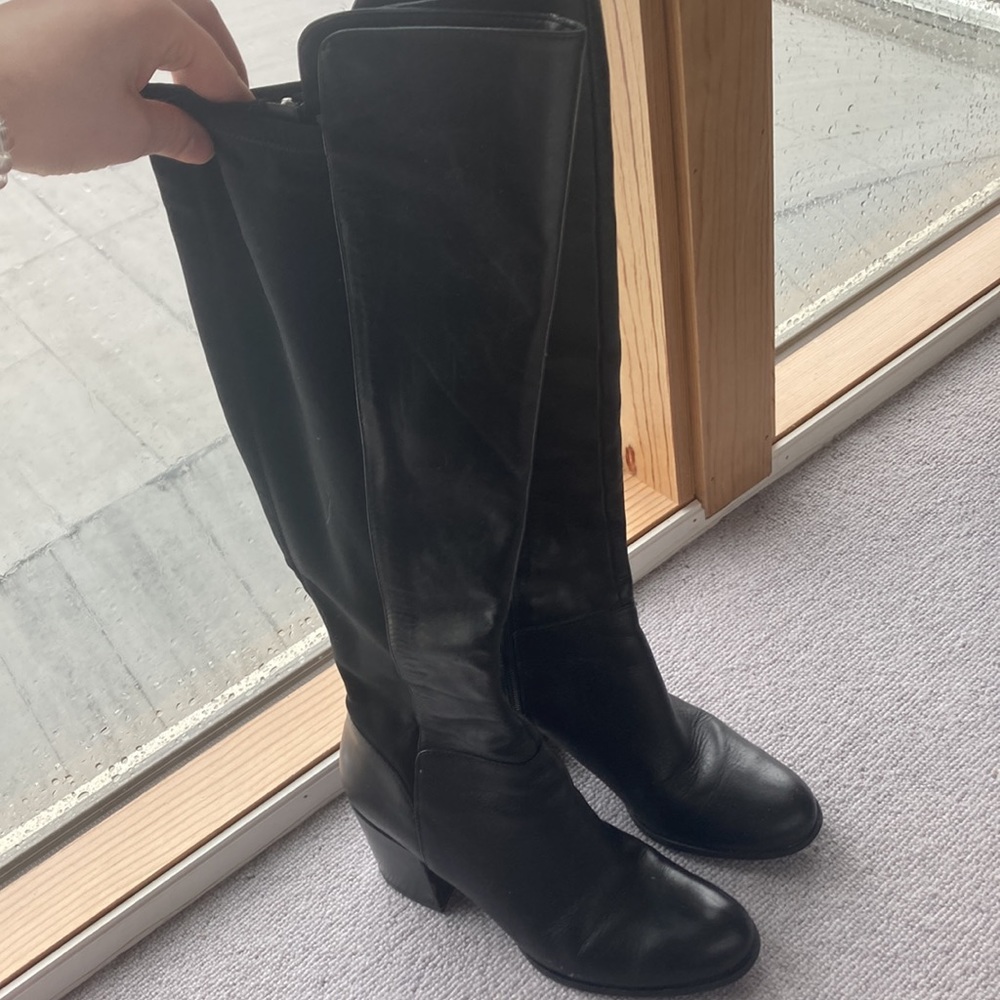 Marc Fisher Lacole Black Leather Boots 7.5